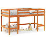 Kids' Loft Bed without Mattress with Ladder Wax Brown 90x190 cm Single 852399