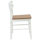 Dining Chair 2 pcs White and Natural Solid Rubber Wood 42020515