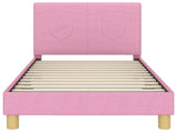 Children's Bed Frame with Headboard Pink 80 x 160 cm Fabric 42010987