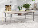 Garden Table, Outdoor Dining Table for 6 People, 160 x 90 x 74 cm, with Rust Resistant Metal Frame, T3398P327902