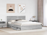 Bed Frame with Drawer Grey Sonoma 140 x 190 cm Engineer Wood 3411122