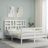 Bed Frame without Mattress White Small Double Solid Wood 3194867