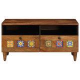 TV Cabinet with Drawer Walnut 70 x 33 x 46 cm Solid Mango Wood 4018225