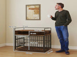 Dog Crate Furniture, Dog Cage with Rotatable Feeding Station and Storage Shelves, End Side Table T3398P551712