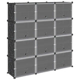 Storage Cube Organiser with 12 Cubes and Doors Black PP 4019580