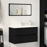 Bathroom Sink Cabinet with Drawer Black Oak 80 x 38.5 x 45 cm 862543