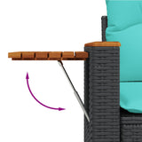 Garden Sofa with Cushions 2-Seater Black Poly Rattan 366036