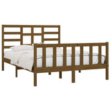 ZNTS Bed Frame without Mattress Honey Brown 150x200 cm King Size Solid Wood 3107621