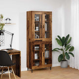 Highboard 2 pcs Old Wood Engineered Wood and Glass 3403180