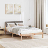 Bed frame Brown and taupe 120 x 200 cm Solid pine wood 878682