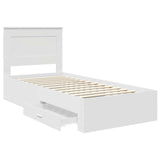 Bed Frame Manual White and Silver 75 x 190 cm Engineered Wood 3410374