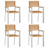 Garden Dining Set 5 pcs Solid Teak Wood and Stainless Steel 3334782