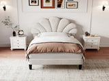 3ft Single Upholstered Velvet Bed, with Adjustable Chic Petal Headboard, Velvet Platform Bed N652P180513W