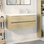 ZNTS 2 Piece Bathroom Furniture Set Ceramic and Engineered Wood 3307661