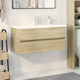 ZNTS 2 Piece Bathroom Furniture Set Ceramic and Engineered Wood 3307661