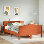 ZNTS Bookcase Bed without Mattress Wax Brown 135x190cm Solid Wood Pine 3323076
