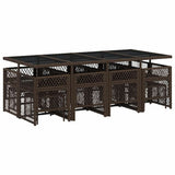 13 Piece Garden Dining Set with Cushions Brown Poly Rattan 3210801