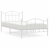 Metal Bed Frame without Mattress with Footboard White 100x200cm 353501