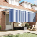 Retractable Awning Manual Blue and White 400 x 200 cm Fabric 3329777