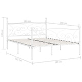 Bed Frame without Mattress with Slatted Base White Metal 180x200 cm Super King 284452