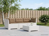 3-Seater Garden Sofa with Cushions Rattan Look PP White 3443844