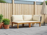 2 pcs Garden Lounge Set with Cushions Solid Acacia Wood & Rope 42022066