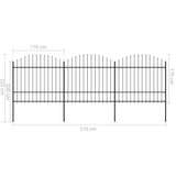 ZNTS Garden Fence with Spear Top Steel x5.1 m Black 277741