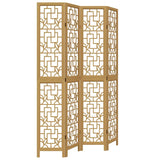 Room Divider 4 Panels Brown Solid Wood Paulownia 358868