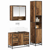 Bathroom Furniture Set with Door 3 pcs Old Wood Engineered Wood 3402485
