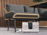 6 Piece Garden Furniture Set, Garden Corner Sofa Set with Thickened Cushions, Glass Top Table, T3398P314766