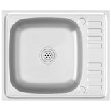 Kitchen Sink with Drainer Set Silver 600x500x155 mm Stainless Steel 147230