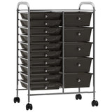 XXL 15-Drawer Mobile Storage Trolley Black Plastic 320407