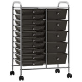 XXL 15-Drawer Mobile Storage Trolley Black Plastic 320407
