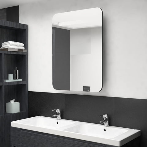 ZNTS LED Bathroom Mirror Cabinet Black 60x11x80 cm 326503