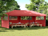 Foldable Party Tent Pop-Up with 3 Sidewalls Burgundy 4004947