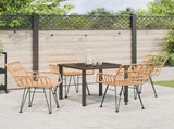 Garden Dining Set 5 pcs Brown Powder-Coated Steel 3379178