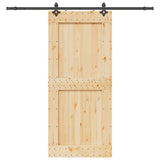 Sliding Door with Hardware Set 100x210 cm Solid Wood Pine 3332735