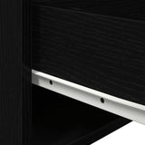 ZNTS Bedside Cabinets with LED Lights 2 pcs Wall-Mounted Black Oak 863083