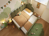 Upholstered Daybed with Pull-Out Bed, Crown-shaped Trundle Bed, 3FT Single Sofa Bed 90 x 190 cm, N601P431271U