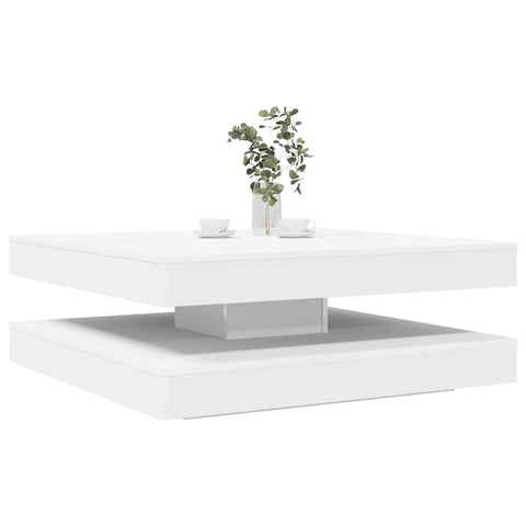 ZNTS Coffee Table 360-Degree Rotatable White 90x90x34.5 cm 3321351