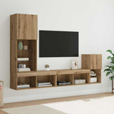 TV Wall Units with LED Strip Lights Artisan Oak Engineered Wood 3402948