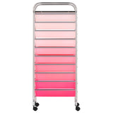10-Drawer Mobile Storage Trolley Ombre Pink Plastic 320404