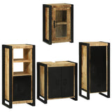 Bathroom Furniture Set with Shelf 4 pcs Brown Solid Mango Wood 3305702