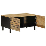 Coffee Table Black 80x50x40 cm Solid Rough Wood Mango 4018633