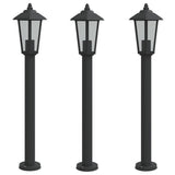 ZNTS Outdoor Floor Lamps 3pcs Black 80 cm Stainless Steel 4006386