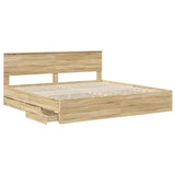 Bed Frame with Drawer Sonoma Oak 200 x 200 cm Engineer Wood 3410674