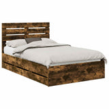 Bed Frame with Drawer Smoked Oak 135 x 190 cm Engineer Wood 3411512