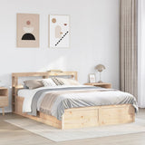 ZNTS Bed Frame with Headboard 135x190 cm Double Solid Wood Pine 3306357