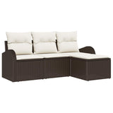 Sofa Set with Cushion 4 pcs Brown and White Poly Rattan 3354657