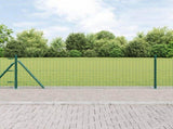 Fence Post with Concrete Base 13 pcs Green Powder-Coated Steel 42004283